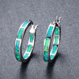 Boho 925 Sterling Silver Personality Multi Color Fire Opal Earring Hoop Women Fine Jewelry