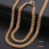 Men Women's Jewelry Set 585 Rose Gold Bracelet Necklace Set Double Curb Cuban Weaving Bismark Chain 2018 Wholesale Jewelry KCS04