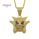 CHUHAN Europe and America Fashion Rhinestones Hip-hop Pendant Necklace Pet Elf Cartoon Pendant Hiphop Necklace Jewelry C236