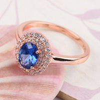 Fashion Big Blue Stone Ring Charm Jewelry Women CZ Wedding Rings Promise Engagement Ring Ladies Accessories Gifts Z4K146