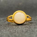 Momiji Natural Stone Open Ring for Women Handmade Bohemian Jewelry Gift Crystal Moonstone Tigereye Wedding Party Ring Adjustable