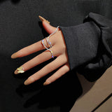 FYUAN Cool Snake Shape Rings for Women Bijoux Adjustable Crystal Rings Weddings Party Jewelry