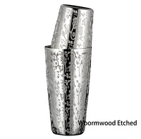 New Style Boston Cocktail Shaker With Etched Pattern Tin Set - 800ml & 500ml