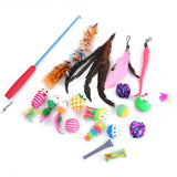 20pcs Cat Toys Set Interactive Funny Cat Scratcher Ball Toy Kitten Catnip Bell Toy Cat Teaser Feather Toy for Cat Playing