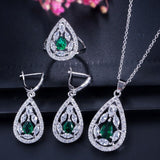 ThreeGraces Shiny White Topaz Cubic Zircoina Stone 925 Sterling Silver Necklace Earring and Ring Women Jewelry Set Gift  JS501