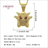 CHUHAN Europe and America Fashion Rhinestones Hip-hop Pendant Necklace Pet Elf Cartoon Pendant Hiphop Necklace Jewelry C236