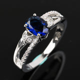 Fashion Big Blue Stone Ring Charm Jewelry Women CZ Wedding Rings Promise Engagement Ring Ladies Accessories Gifts Z4K146