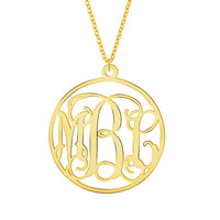 Personalized 3 Initial Monogram Necklace Rose Gold Custom Letter Nameplated Round Necklaces Women Men Stainless Steel Jewelry