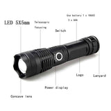 High-power 5 X 5MM LED 20W 5V Micro USB Rechargeable Telescopic Zoom Flashlight Suitable For Camping, Climbing, Night Riding, Caving Waterproof Rating IPX4