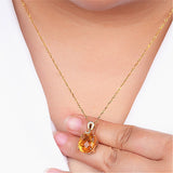 Luxury 8 carats yellow crystal citrine gemstones diamonds pendant necklaces for women gold tone choker jewelry bijoux party gift