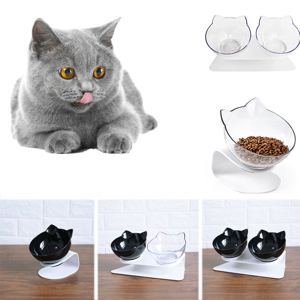 Cat Double bowl cat food bowl anti vomiting pet bowl elevated cat bowl