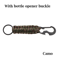 Outdoor Keychain Ring Camping Carabiner Military Paracord Cord Rope Camping Survival Kit Emergency Knot Bottle Opener Tools