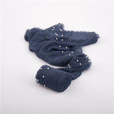 90x170cm Baby Wrap Newborn Photography Posing Swaddle With Pearls Soft Infant Cotton Linen Cloth Blanket Studio Photo Props