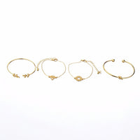 4pcs/Set Fashion Bohemia Leaf Knot Hand Cuff Link Chain Charm Bracelet Bangle for Women Gold Bracelets Femme Jewelry 6115