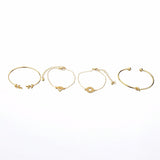 4pcs/Set Fashion Bohemia Leaf Knot Hand Cuff Link Chain Charm Bracelet Bangle for Women Gold Bracelets Femme Jewelry 6115