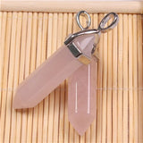 Wholesale 50pcs/lot Assorted Roses Quartz Opal Natural Stone Pendants Charms Hexagonal Pointed Healing Reiki 7 Chakra Pendulum