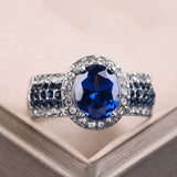 Fashion Big Blue Stone Ring Charm Jewelry Women CZ Wedding Rings Promise Engagement Ring Ladies Accessories Gifts Z4K146