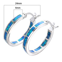 Boho 925 Sterling Silver Personality Multi Color Fire Opal Earring Hoop Women Fine Jewelry