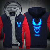 Venom Luminous Sweatshirt Sportswear Streetwear Hoodie Hooded Unisex Thicken Zipper Tracksuit Winter Coat Jacket Cosplay Costume