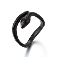 Snake Rings Black Silver Color Metal Punk Open Adjustable Design Animal Exaggerated Finger Ring for Women Men Party Jewelry Gift