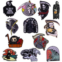 Grim Reaper Brooch Death Badge Gothic Horror Holiday Accessories