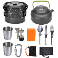 Camping Cookware Set Picnic Cooking Pots Set Outdoor Hiking BBQ Tableware with Pan Kettle Stove Set Camping Tourism Supplies Kit