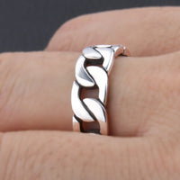 V.YA 100% 925 Sterling Silver Ring Punk Ring Cycle Chain Finger Rings for Men Fine Jewelry Big Size Couple Ring Men Jewelry