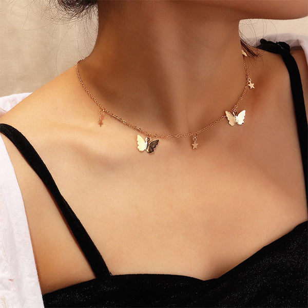 LATS Butterfly Choker Necklace For Women Gold color Chain Statement Collar Female Chocker Best Shining Jewelry Party 2020 New