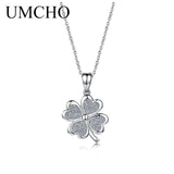 UMCHO Glitter Four-leaf Clover 925 Sterling Silver Necklace Pendants For Women Clothes Match Decoration Fine Jewelry