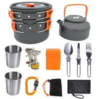 Camping Cookware Set Picnic Cooking Pots Set Outdoor Hiking BBQ Tableware with Pan Kettle Stove Set Camping Tourism Supplies Kit