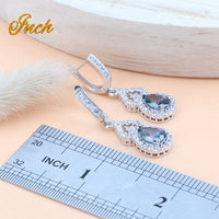 Cubic Zirconia 925 Sterling Silver Women Costume Bridal Jewelry Sets Wedding Necklace Bracelet Rings Earring Pendant Jewelry Set