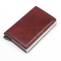 Male Metal Card Holder RFID Aluminium Alloy Credit Card Holder PU Leather Wallet Antitheft Automatic RFID Wallet Dropshipping