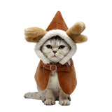 Funny Elk Design Cat Costume Antlers Cape Winter Christmas Party Cloak Pet Supplies Cat Accessories Dog Cosplay Warm Coat