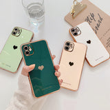 Electroplated love heart Phone Case For iPhone 12Pro 12 11 Pro Max XR XS X XS Max 7 8 Plus Shockproof Protective Back Cover capa