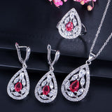 ThreeGraces Shiny White Topaz Cubic Zircoina Stone 925 Sterling Silver Necklace Earring and Ring Women Jewelry Set Gift  JS501