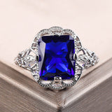 Fashion Big Blue Stone Ring Charm Jewelry Women CZ Wedding Rings Promise Engagement Ring Ladies Accessories Gifts Z4K146