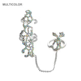 Punk Cool Hip Pop Rings Multi-layer Adjustable Chain Four Open Finger Rings  Alloy Women Rotate Rings for Women Party Gift