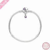 925 Sterling Silver Charm Bracelets for Women Detailed with Floral Stone-studded Clasp Enamel-embellished dangle Ladybird FLB055