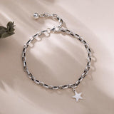 Flyleaf Pentagram Vintage Chain Real 925 Sterling Silver Anklet For Women Fine Jewelry Anklets On Foot Bracelet Enkelbandje