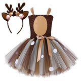 Deer Tutu Dress Baby Girls Dresses for Girls Halloween Costume For Kids Elk Cosplay Christmas Birthday Party Dress With Headband