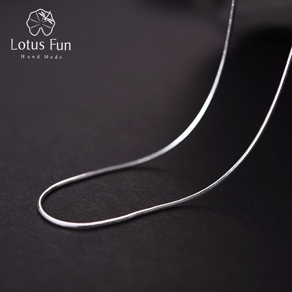 Lotus Fun Real 925 Sterling Silver Fine Jewelry 8 Sides Glossy Snake Necklace Chain without Pendant for Women Collier Acessorios