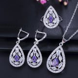 ThreeGraces Shiny White Topaz Cubic Zircoina Stone 925 Sterling Silver Necklace Earring and Ring Women Jewelry Set Gift  JS501