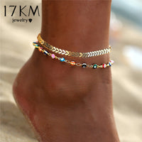 17KM Bohemian Colorful Eye Beads Anklets For Women Gold Color Summer Ocean Beach Ankle Bracelet Foot Leg Chain Jewelry 2021 NEW