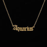 Constellation Zodiac Necklaces Jewelry for Women Antique Style Designed Letter Taurus Aries Necklaces Collier