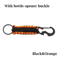 Outdoor Keychain Ring Camping Carabiner Military Paracord Cord Rope Camping Survival Kit Emergency Knot Bottle Opener Tools