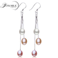 LONG pearl earrings drop,fresh water real natural pearl earring jewelry pendientes plate brincos white daughter birthday gift