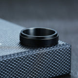 LETAPI New Personalized Black Gold Silver Color Stainless Steel Ring Black Spinner Men Women Custom Name Ring Wedding Jewelry