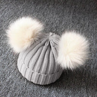 Winter Children Caps Baby Wool Knitted Hat Cap Beanie With Double Pompom Warm Newborn Baby Boy Girl Hat Bonnet