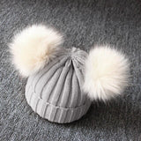 Winter Children Caps Baby Wool Knitted Hat Cap Beanie With Double Pompom Warm Newborn Baby Boy Girl Hat Bonnet