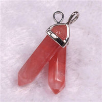 Wholesale 50pcs/lot Assorted Roses Quartz Opal Natural Stone Pendants Charms Hexagonal Pointed Healing Reiki 7 Chakra Pendulum